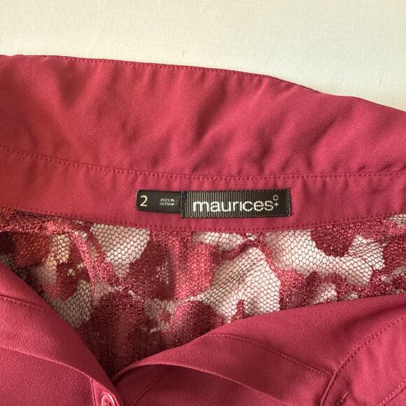 Maurices Women’s Plus 2 Whimsigoth Roll Tab Tunic Lace Blouse Fuchsia Pink Boho - Picture 3 of 9